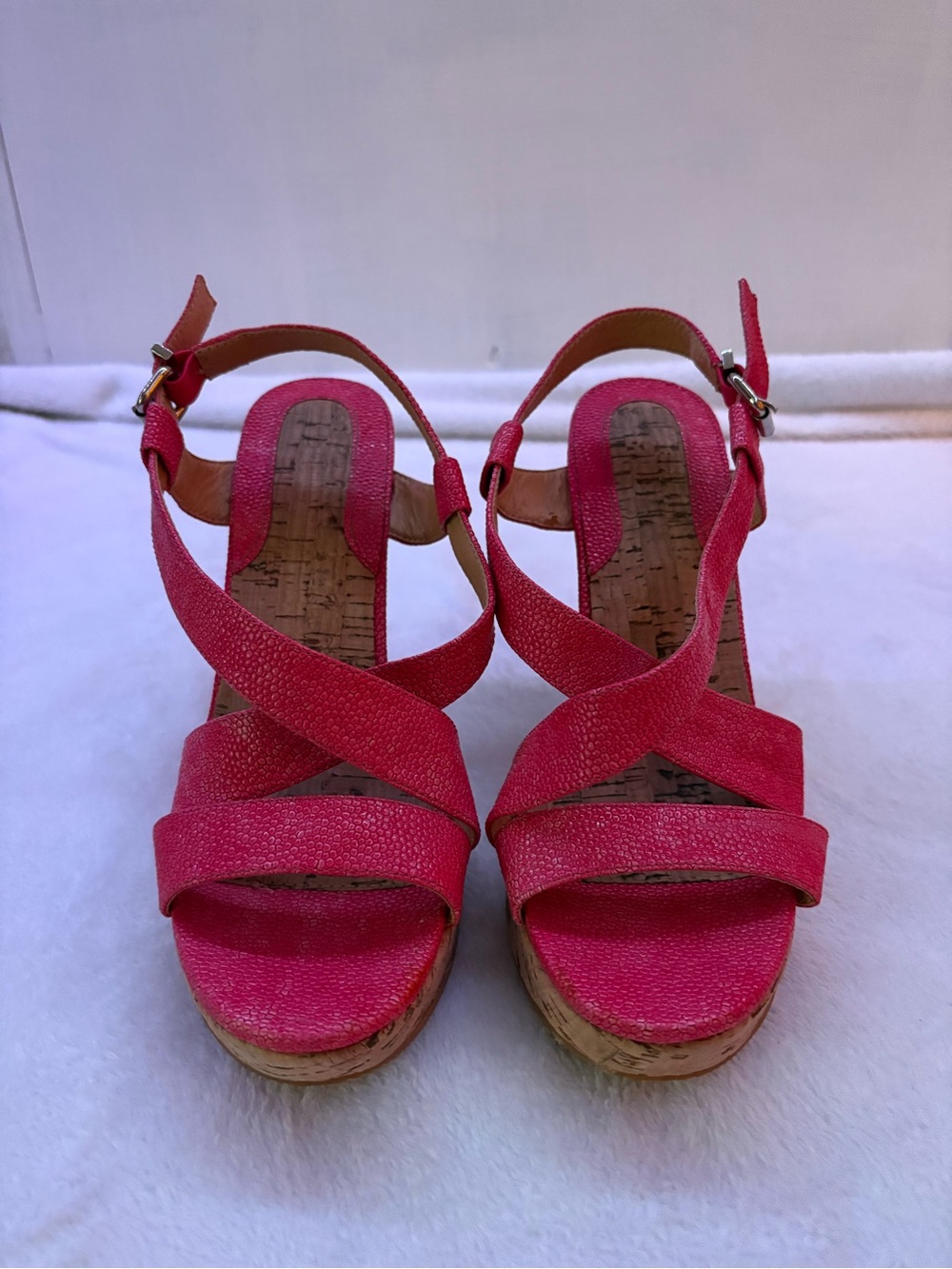 Women’s Pink Cork Wedge Heels